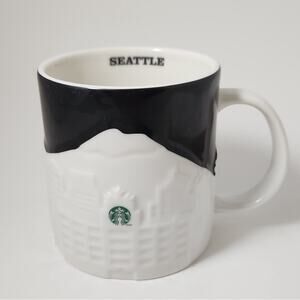 Seattle 3D skyline Starbucks Collector's Series coffee mug 16oz black/white 2012